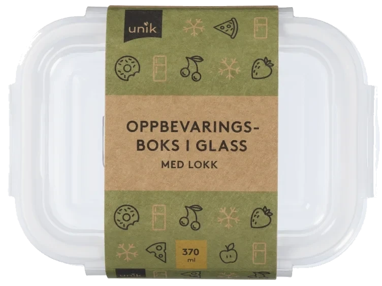 Matboks i glass 370ml Unik