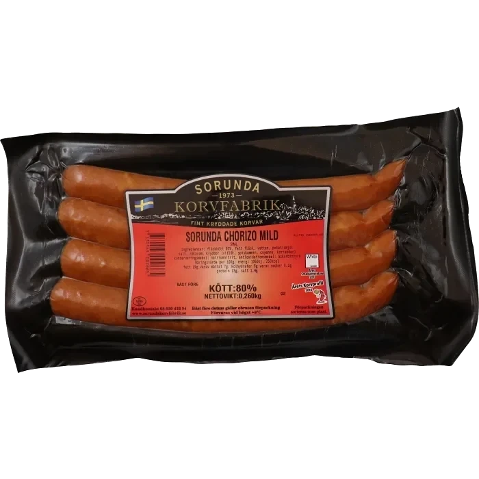 Kryddkorv Chorizo Mild Smal 80% Kötthalt 260g Sorunda Korvfabrik