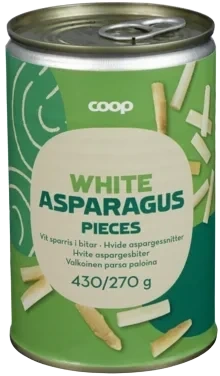 Coop Asparagus, Tips+cuts, All White,diam 7-14mm,2-4cm