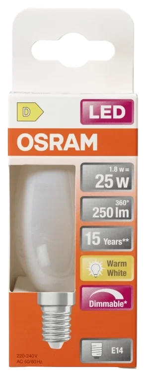 Lyspære Led Cl B 25 Matt E14 827 Dim Osram