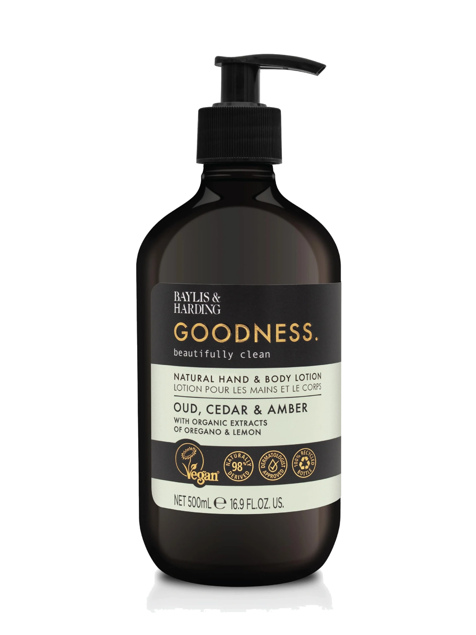 Baylis & Harding Goodness Oud, Cedar & Amber Hand & Body Cream, 500 ml
