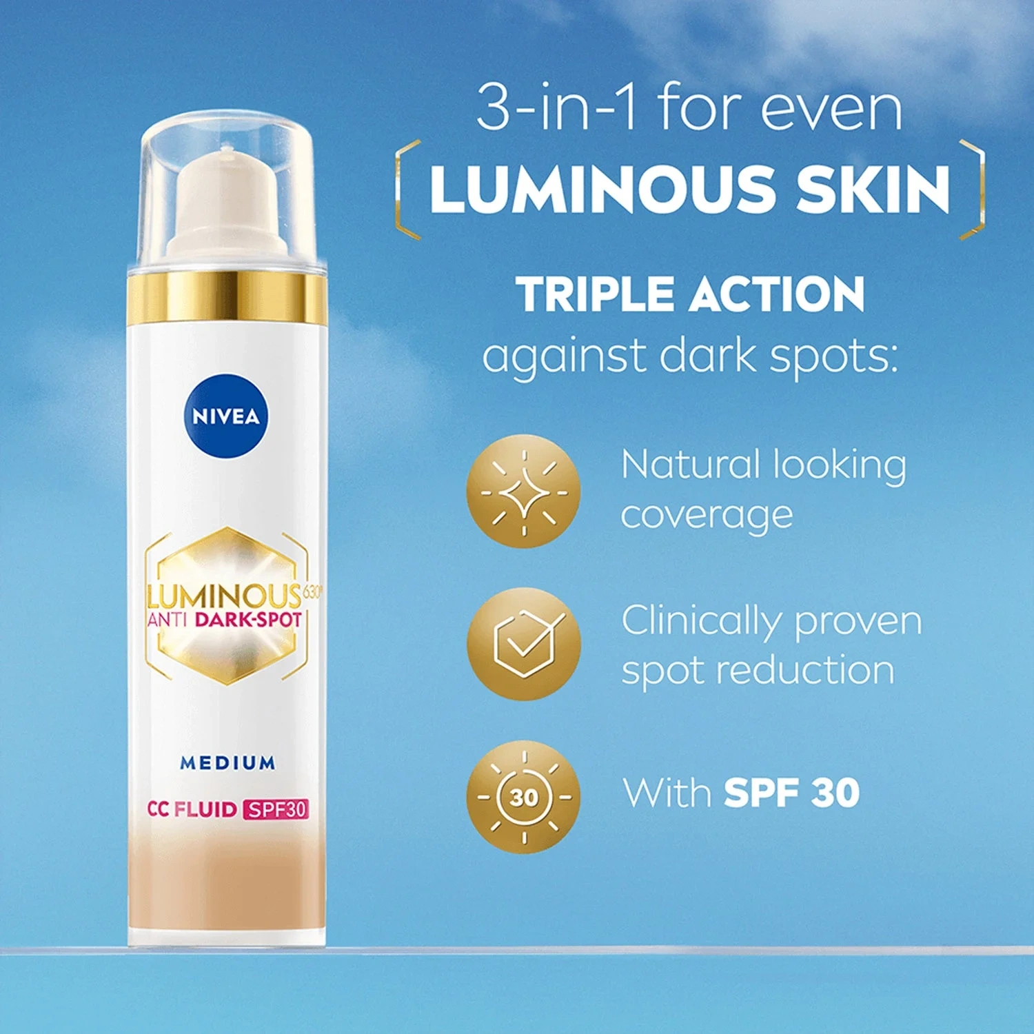 NIVEA Luminous630 Anti Dark-Spots CC Fluid 3in1 Medium, 40ml