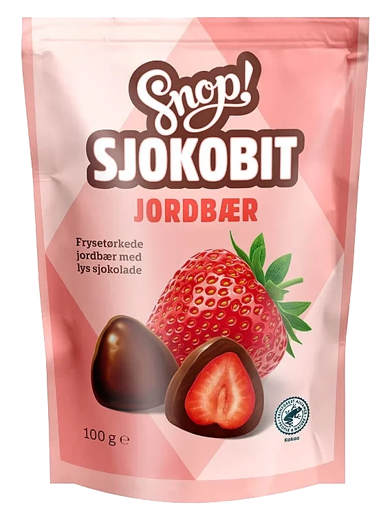 Sjokobit m/jordbær 100g Snop