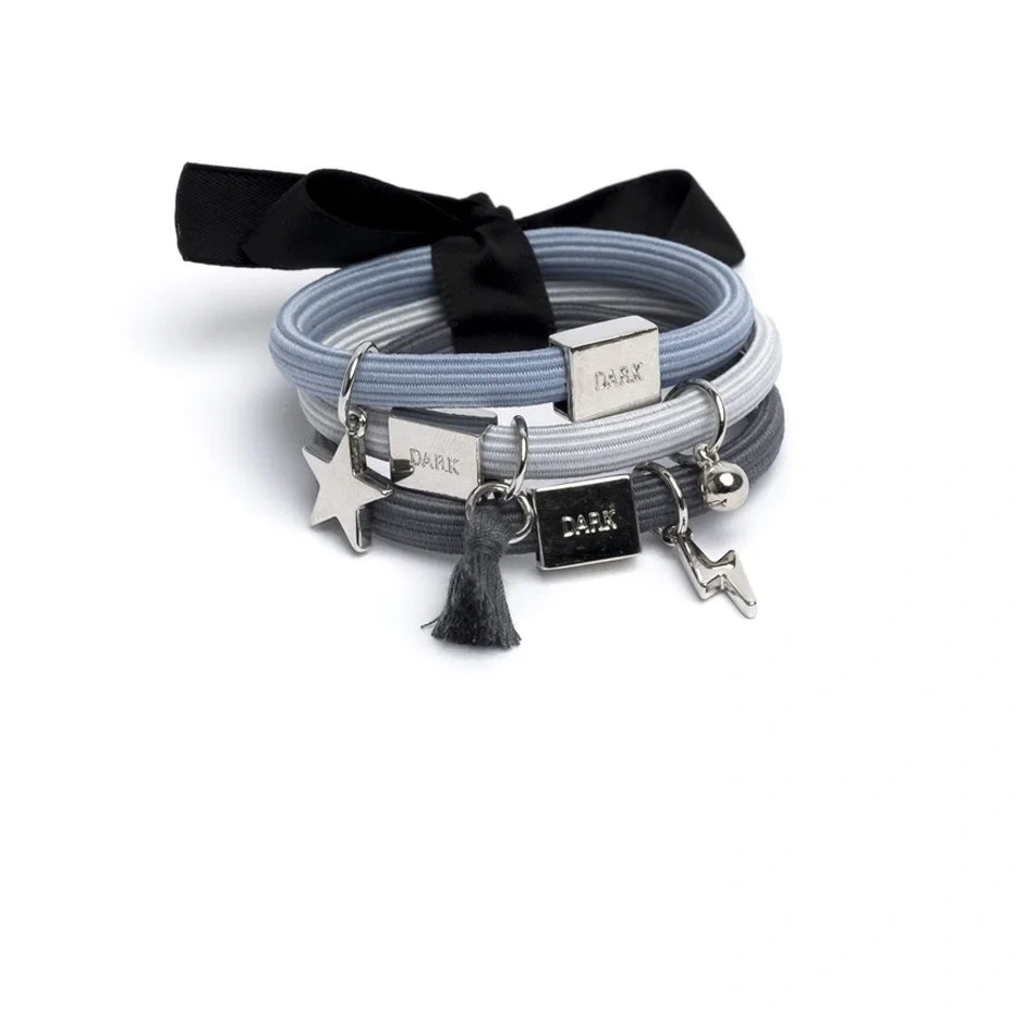 Dark Hair Ties 3 Pk Charm Combo