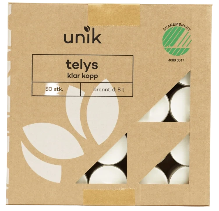 Telys 8t Klar Kopp 50stk Unik
