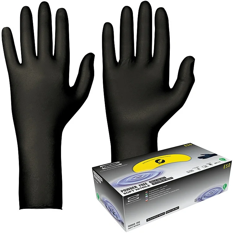 Engangshanske esd nitril sort l   100stk