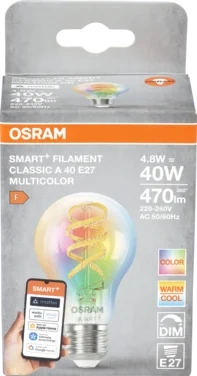 Smart+ Led Lyspære 40 E27 Cla Rgbw Wifi Matter