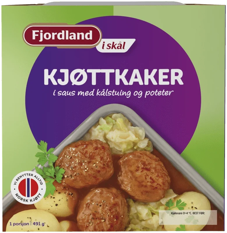 Fjordland i Skål Kjøttkaker i Saus Kålstuing og Poteter 491g