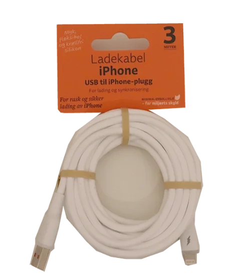 USB-A til iPhone-plugg 3m