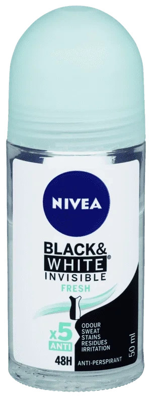 Nivea Deodorant Roll-on Black & White Anti-stain Fresh, 50ml