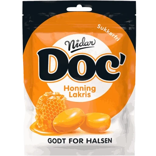 Doc Halslinser Honn/Lakr sukkerfri 30x50g