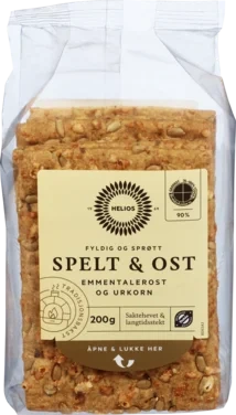 Helios Knekkebrød Spelt & Ost 200g Økologisk