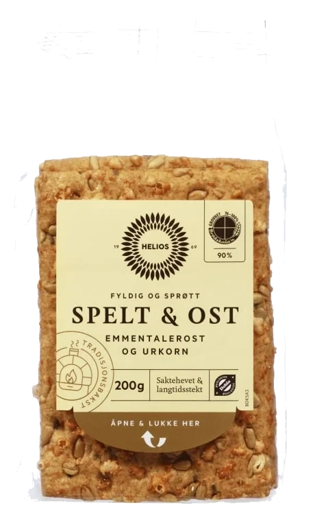 Helios Knekkebrød Spelt & Ost 200g Økologisk