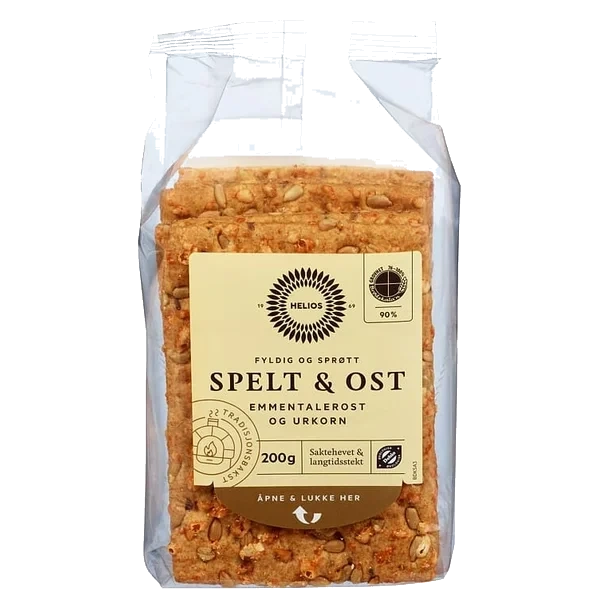 Helios Knekkebrød Spelt & Ost 200g Økologisk