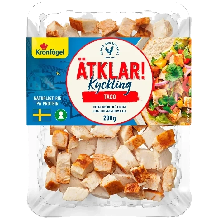 Kyckling Taco Stekt Bröstfilé i bitar 200g Kronfågel