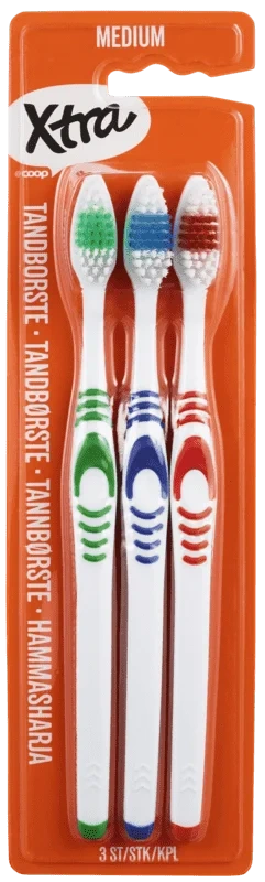 X-tra Tannbørste Medium 3pk