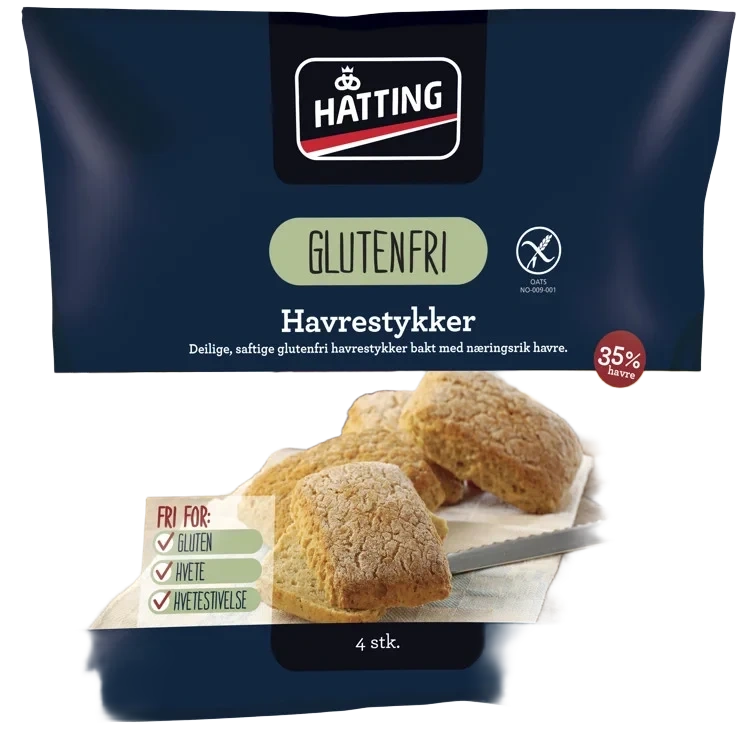 Havrestykker glutenfri 4stk 320g Hatting