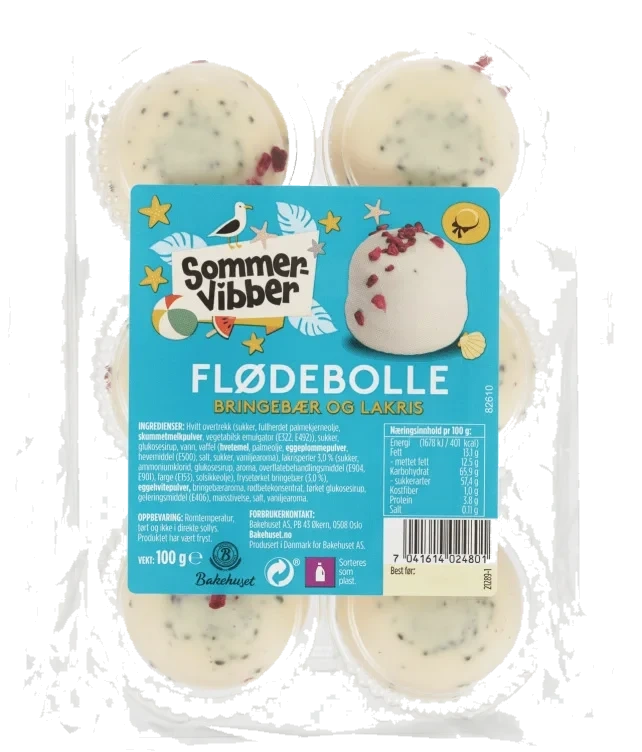Flødebolle Bringebær&Lakris 6stk Bakehuset