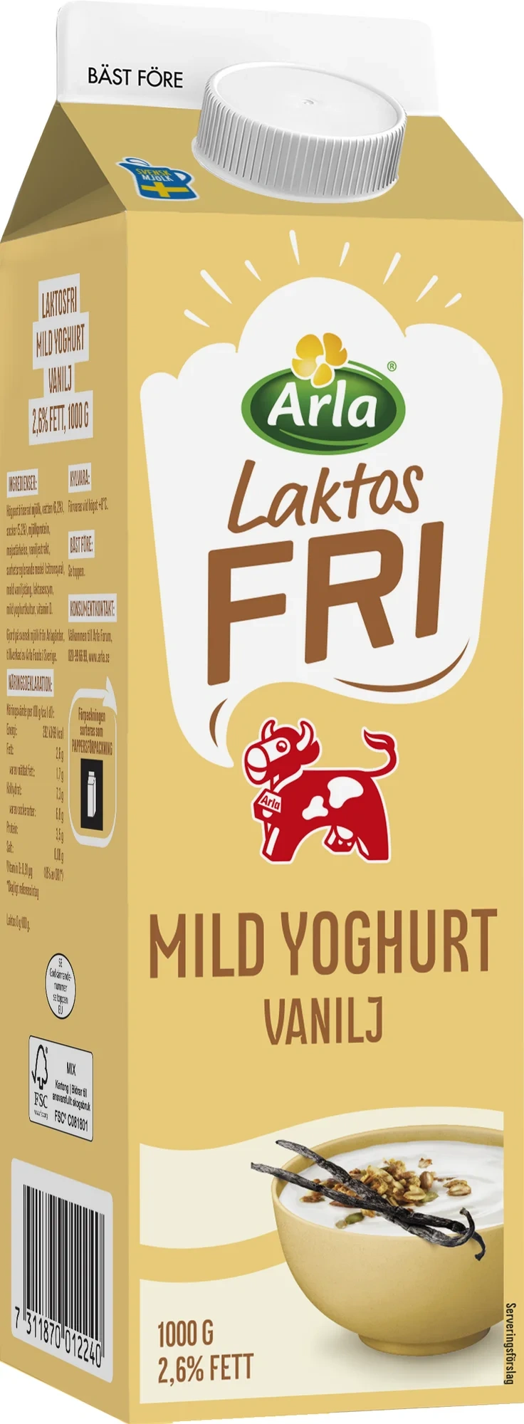 Laktosfri mild yoghurt vanilj 2.6%