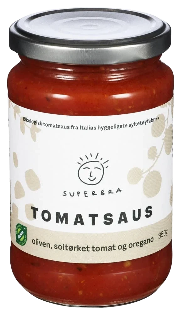 Tomatsaus Oliven, soltørket tomat og oregano, 350 g