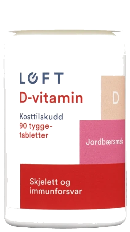 Vitamin D Tyggetablett Jordbær 90stk Løft