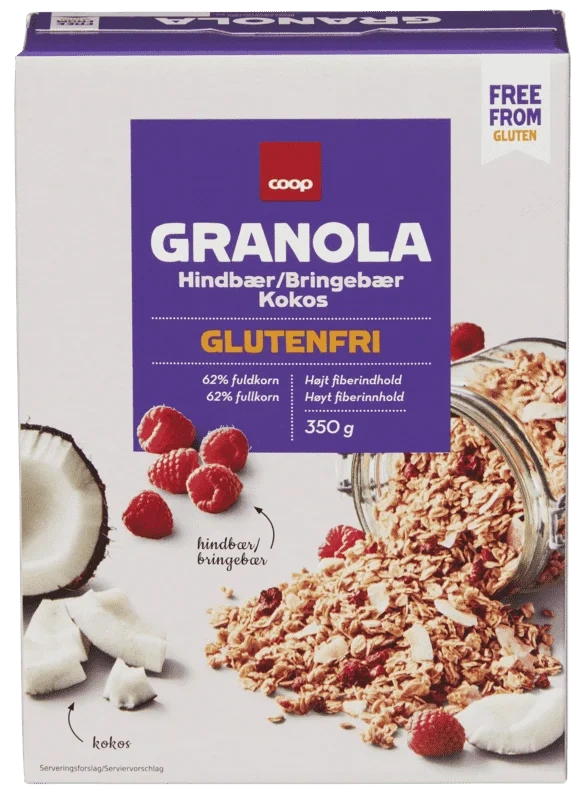 Coop Granola Bringebær Glutenfri 350g