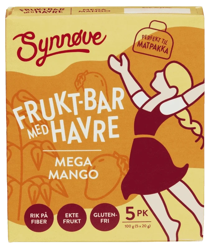 Synnøve Frukt-bar med Havre Mega Mango 100g
