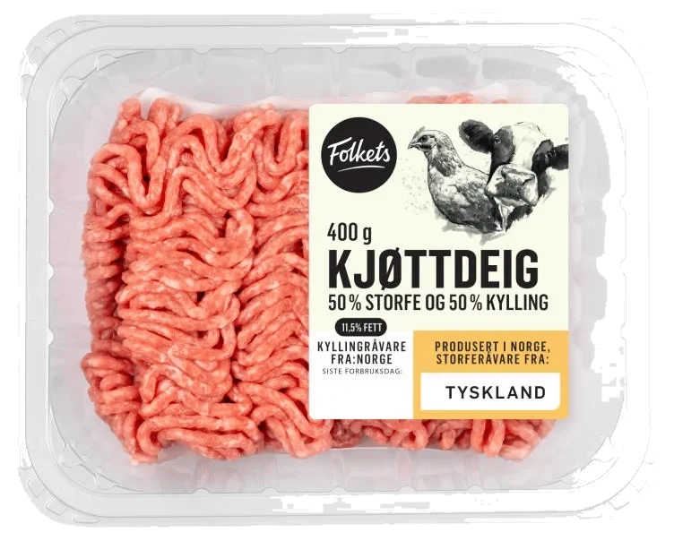 Kjøttdeig Kylling&Storfe 400g Folkets
