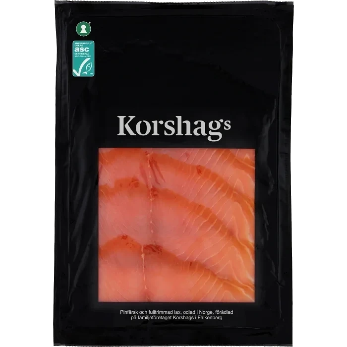 Laxfilé kallrökt skivad 150g Miljömärkt Korshags