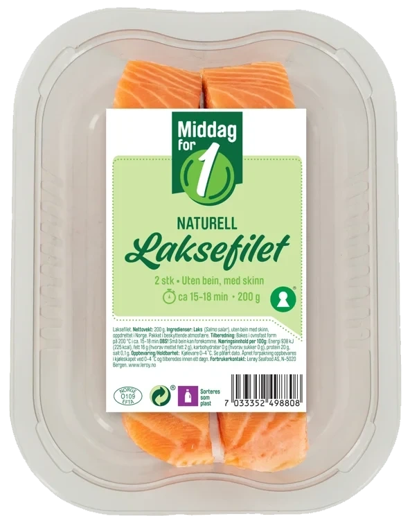 Laks Porsjoner m/Skinn 2x100g Billig Middag