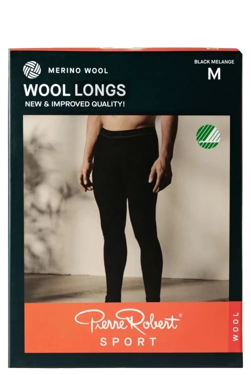 Wool Longs Sport Black Melange M Pierre-Robert