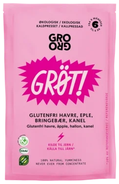 Grøt med bringebær og kanel Fra 6 mnd, Økologisk, 100 g