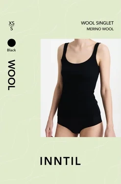 Women's Wool Singlet, 1-pack, Black, Xs-s