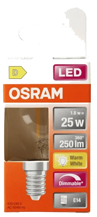 Lyspære Led Cl P 25 Klar Dim 827 E14 Osram
