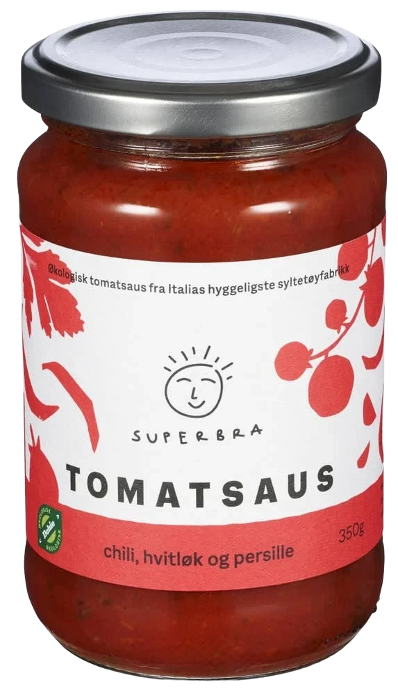 Tomatsaus Chili, hvitløk og persille, 350 g