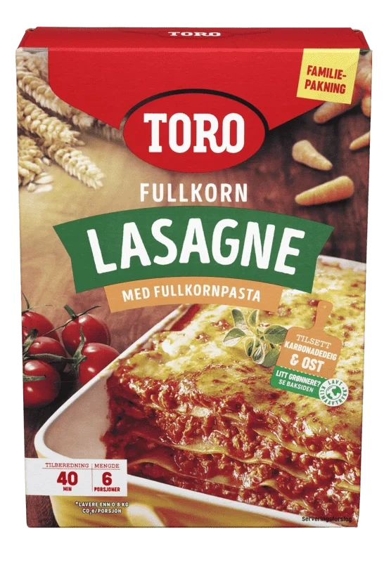 Toro Lasagne Fullkorn Familiepakning 303g