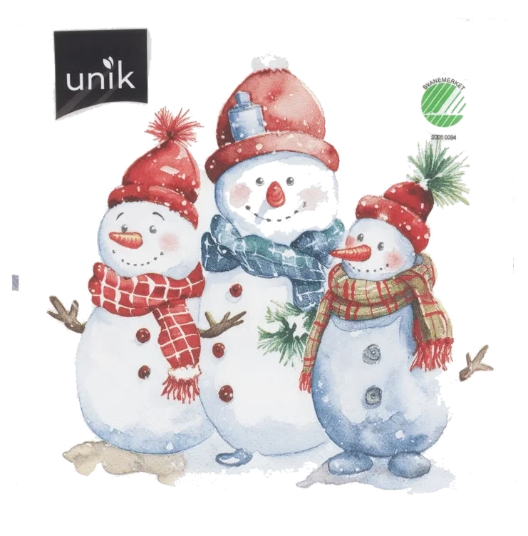 Serviett Jul Snømenn 20stk Unik Unik