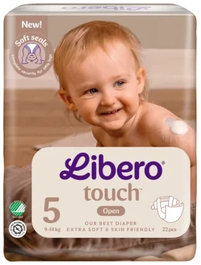 Libero Touch 5 Åpen Bleie, 9–14 Kg, 22 Stk