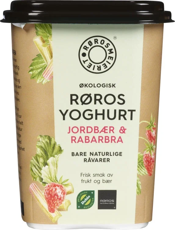 Røros Yoghurt Jordbær&Rabarbra Økologisk 470g