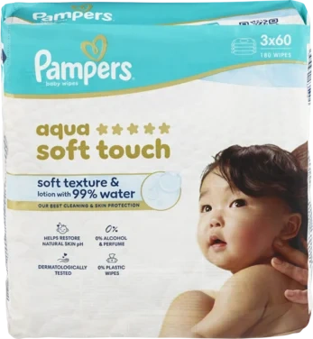 Våtserviett Aqua Soft Touch Wipes 3x60stk Pampers