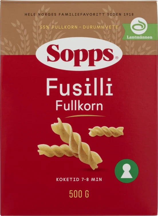 Fusilli Fullkorn 500g Sopps