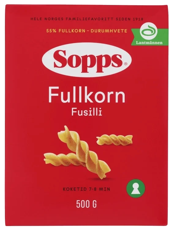 Fusilli Fullkorn 500g Sopps