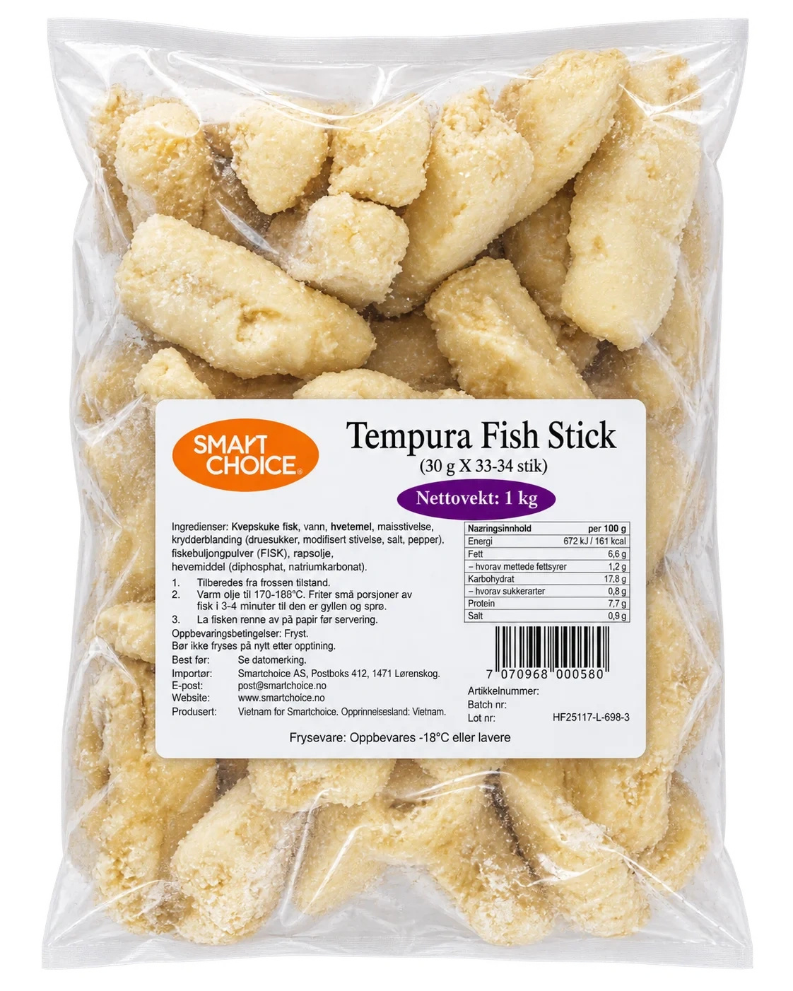 Smart Choice Tempura Fiskepinner 1kg