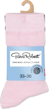 Thin Wool Socks Kids X2 Pink/grey 33-36
