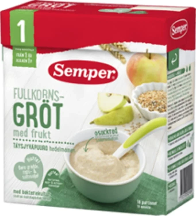 Fullkornsgrøt Eple&Pære 12mnd 530g Semper
