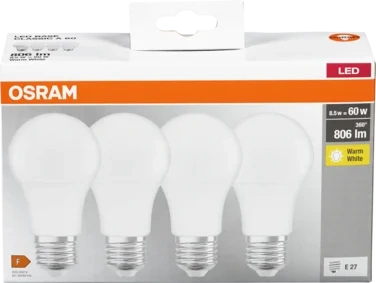 Led Lyspære cl A Matt 60 8w E27 4-pakke