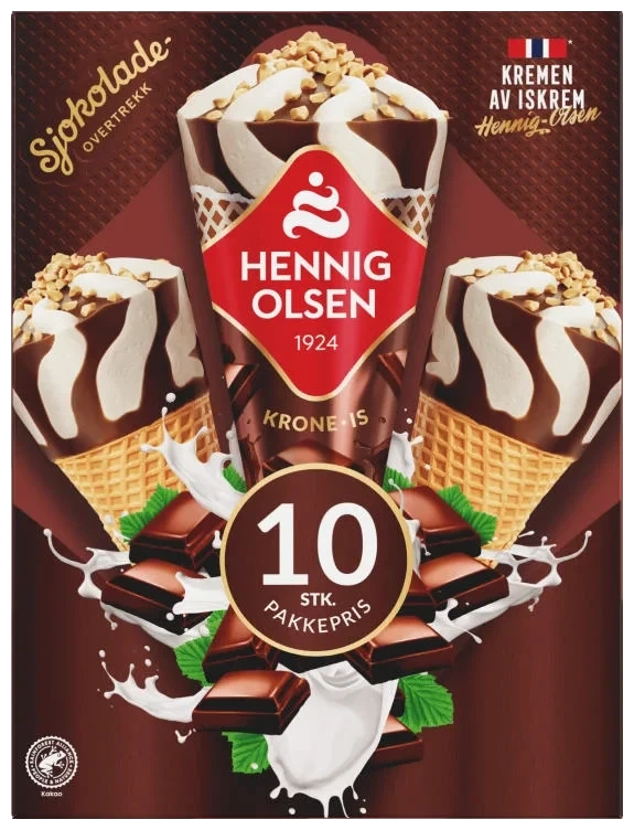 Krone-Is Sjokolade 10stk Hennig-Olsen