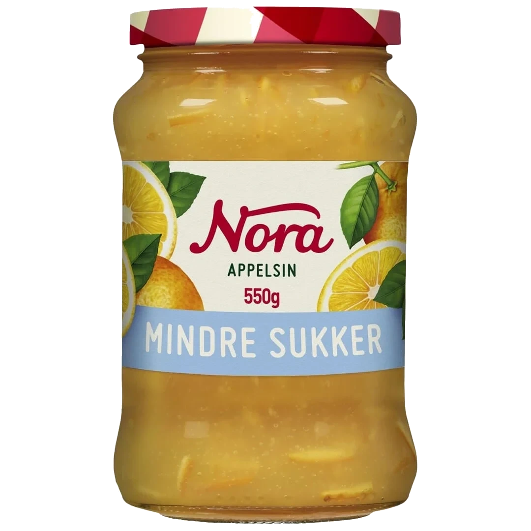 Nora Appelsin Mindre Sukker 550g