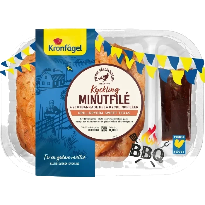 Kyckling Minutfilé med glaze BBQ ca 700g Kronfågel