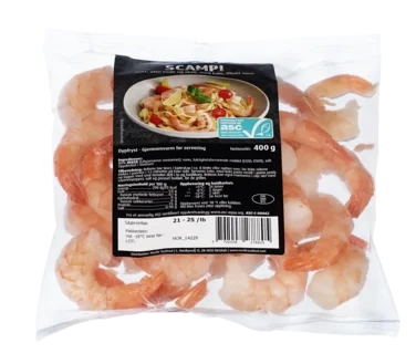 Nordic Seafood Asc Stor Kokt Pillet Scampi 21/25 400g